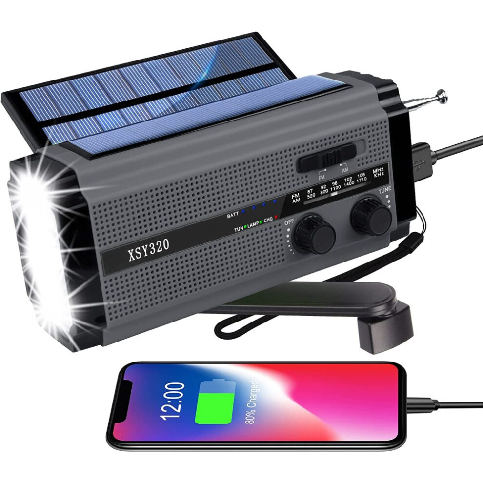 Weather Ready Companion, Portable Solar Radio With Rechargeable Battery Power Bank, Led Torch & Reading Am Fm Crank Radio For Camping Light 9340258597923