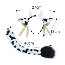 Kukostymesett med horn og hale, bøybar trådhale, realistisk design, lett og bærbar for cosplay-festtilbehør, utkledning av gårdsdyr