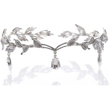 Copricapo da sposa con strass, fascia per capelli da sposa con perle, tiara a foglia con cristalli galvanizzati antiruggine, design squisito per