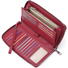 RFID Blocking Wallet for Women, Zip Around Large Capacity Leather Women's Wallets with Credit Card Holder and Removable Wristlet, Durable Practical