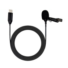 Microphone Lavalier noir avec câble de Type C, pour-1,5 mètres