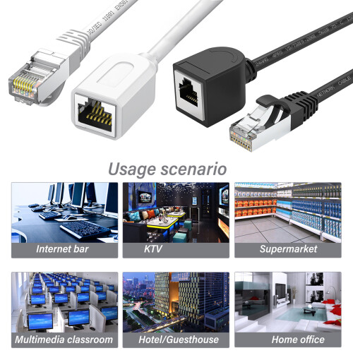 Enhances Stability RJ45 Ethernet Extender Cable Cat6-White 50cm 2