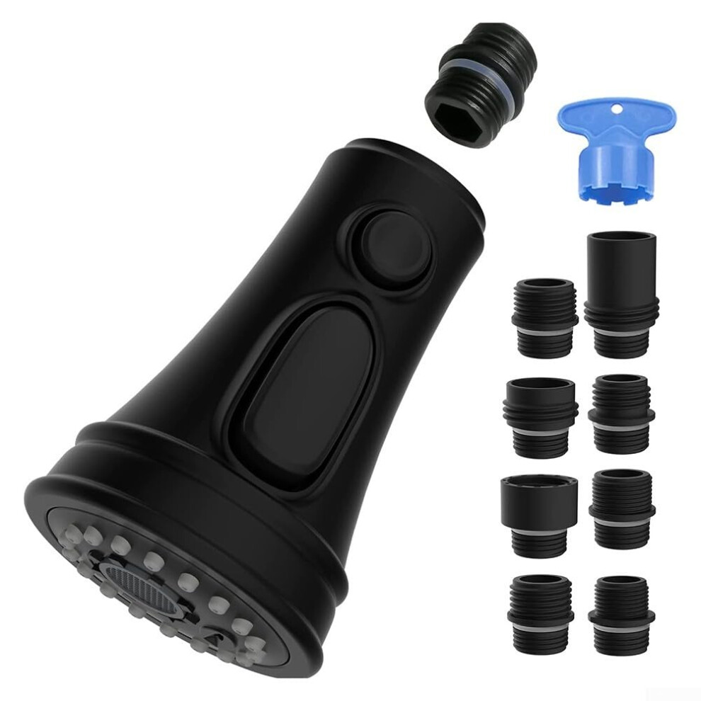 Pull Out Faucet With Multifunction Spray Settings, Metal Construction, Spacesaving Kitchen Faucet, Black 9189345133336