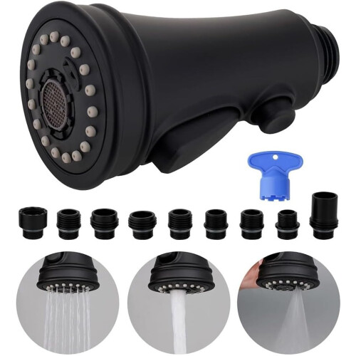 Pull Out Faucet With MultiFunction Spray Settings, Metal Construction, SpaceSaving Kitchen Faucet, Black 2
