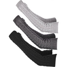 3 Pairs Long Fingerless Knit Arm Warmers for Women - Soft Acrylic, Stylish Colors, Versatile Size for Winter Fashion