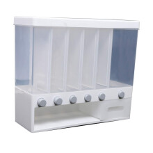 Cereal Dispenser, Grain Dispenser, 6 Grids, Cereal Container, WallMounted Cereal Dispenser for Cereals, Flour, Mung Beans, Rice (White)