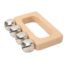 Wooden Hand Bell with Metal Jingle for Percussion, 11x9cm
