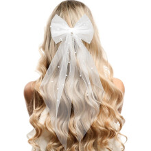 Pearl Veil Hair Clips Bow for Wedding Women Girls Party Hair Accessories