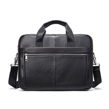Business Briefcase Cowhide Leather Laptop Bag, Expandable Anti Theft Messenger, For Men Women, Black One Size