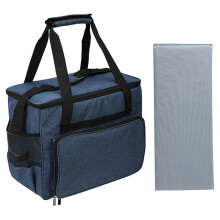 Sewing machine carrying bag with multiple storage pockets, sewing machine carrying bag with detachable shoulder strap, blue