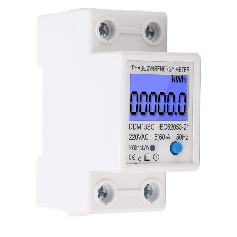 2P Single Phase Lcd Energy Meter 5A 220Vac Electric Power Consumption Monitor 7601368820595