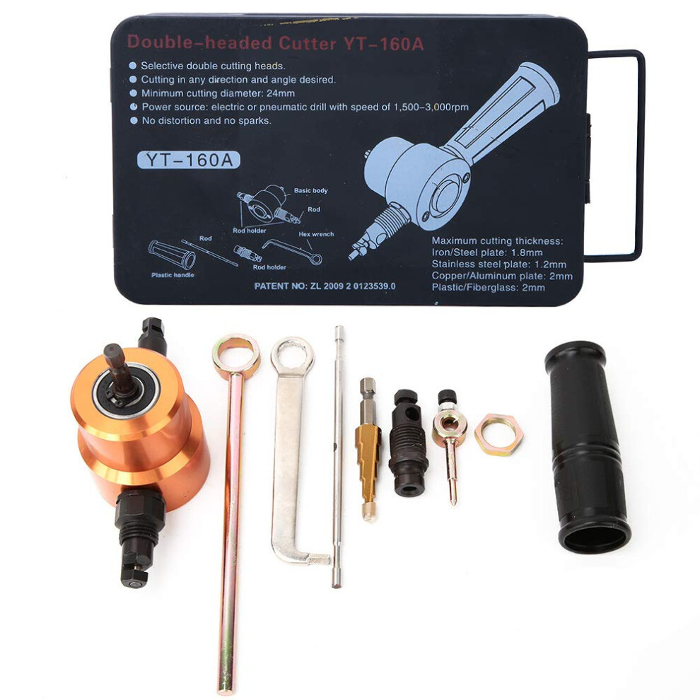 Wosume Double Head Sheet Metal Cutter For Drills, Diy Nibbler Tool, Car 360Degree Swivel, For Most Drills 9365049054126