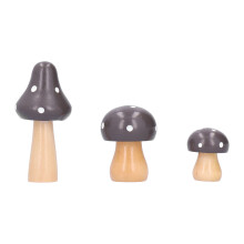 Sculpture de champignon en bois innovante, ornement de bureau pour micro-paysage, ensemble de 3 pièces brun foncé, embellissez vos espaces avec une