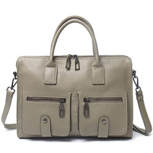 Layer Cowhide Leather Briefcase, Large Capacity Office Bag, Korean Edition, Commuter Style, Color A, Size As Shown