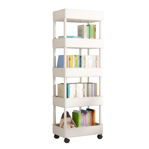 Adjustable Layer Storage Cart With Lockable Wheels, Rolling Storage Cart 5 Tier Organizer Mobile Shelving Unit Spacious Storage Solution Sturdy And La