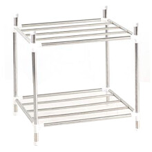 Edelstahl 2-Schicht Badezimmer Küchen Aufbewahrungsshelf 42x36x34cm
