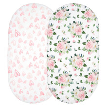2 Pieces Soft Cotton Fitted Bassinet Sheets for Moses Basket or Cradle Mattress, Snug Elastic Fit