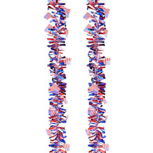 Decorative Patriotic Tinsel Garland, Glittering Metallic Decoration for Wide Occasions, Fade and Deformation Resistant, Suitable for Indoors and Outdo