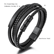 Flettet lærarmbånd for menn, ekte lær alternativ justerbar passform minimalistisk design herrearmbånd, hypoallergenisk gave til ham for enhver