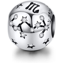 Bedeltje voor ketting en armband, geschikt voor Europese armbanden. 925 sterling zilveren sterrenbeeldkraal met geboortesteenbedeltjes, verstelbare