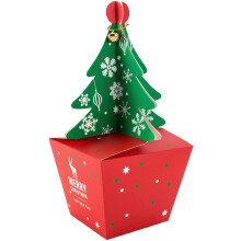 Squisita scatola regalo natalizia 3D, ecologica e a tema rustico boschivo.