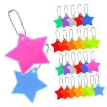 Reflective Star Shaped Charms Set Of 26 For Backpacks, Clothes And Keys, Visibility Reflector Pendants, Safety Accessories Dark