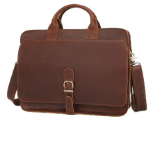 Leather Laptop Bag For Men, Multifunctional Shoulder Briefcase, 29x39x79 cm, Vintage Style