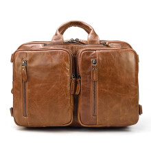 Men's Briefcase Multi-Purpose Business Tote Top Layer Cowhide Commuter Computer Shoulder Bag for Laptops and Tablets