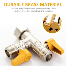 Durable 3-Way Shower Diverter Valve G1/2'' Brass Adapter 360 Swivel