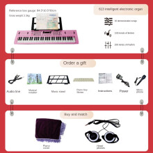 ([613 Roze] Elektronische Keyboard Piano Cover Hoofdtelefoon) Draagbaar 61 sleutel elektronisch toetsenbord voor kinderen
