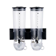 Double Cereal Dispenser, 3L Cereal Dispenser Wall, Wall Mounted Grain Dispenser Corn Flakes Dispenser Cereal Dispenser (Black) Schwarz