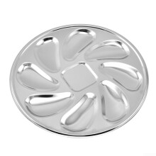 Modern oyster plate, stainless steel bowl for presentation of the snail