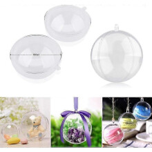 Christmas Clear Balls Decorations Fillable Ornaments Baubles 6cm Transparent Plastic Ball DIY Hanging Ball Holiday Style Ornament for Event Decoration