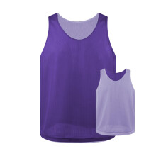 Reversible Pinnies Mesh Scrimmage Training Vest for Soccer and Basketball, Purple/White, Size L, Two-Sided Design