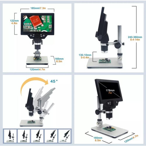Lab Microscope Accessories Digital Microscope 12MP 7Inch LCD Display HD 720P 11200X Continuous Magnification 600X Set3 2