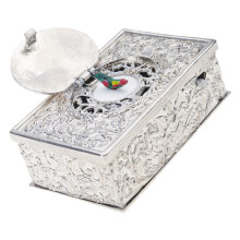 Elegant Mechanical Singing Bird Ornament Antique Alloy-silver