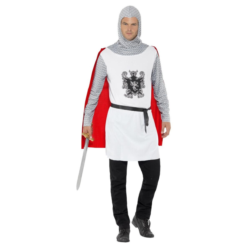 Smiffy's (M, White/Red/Silver) Mens Economy Knight Costume Set Red