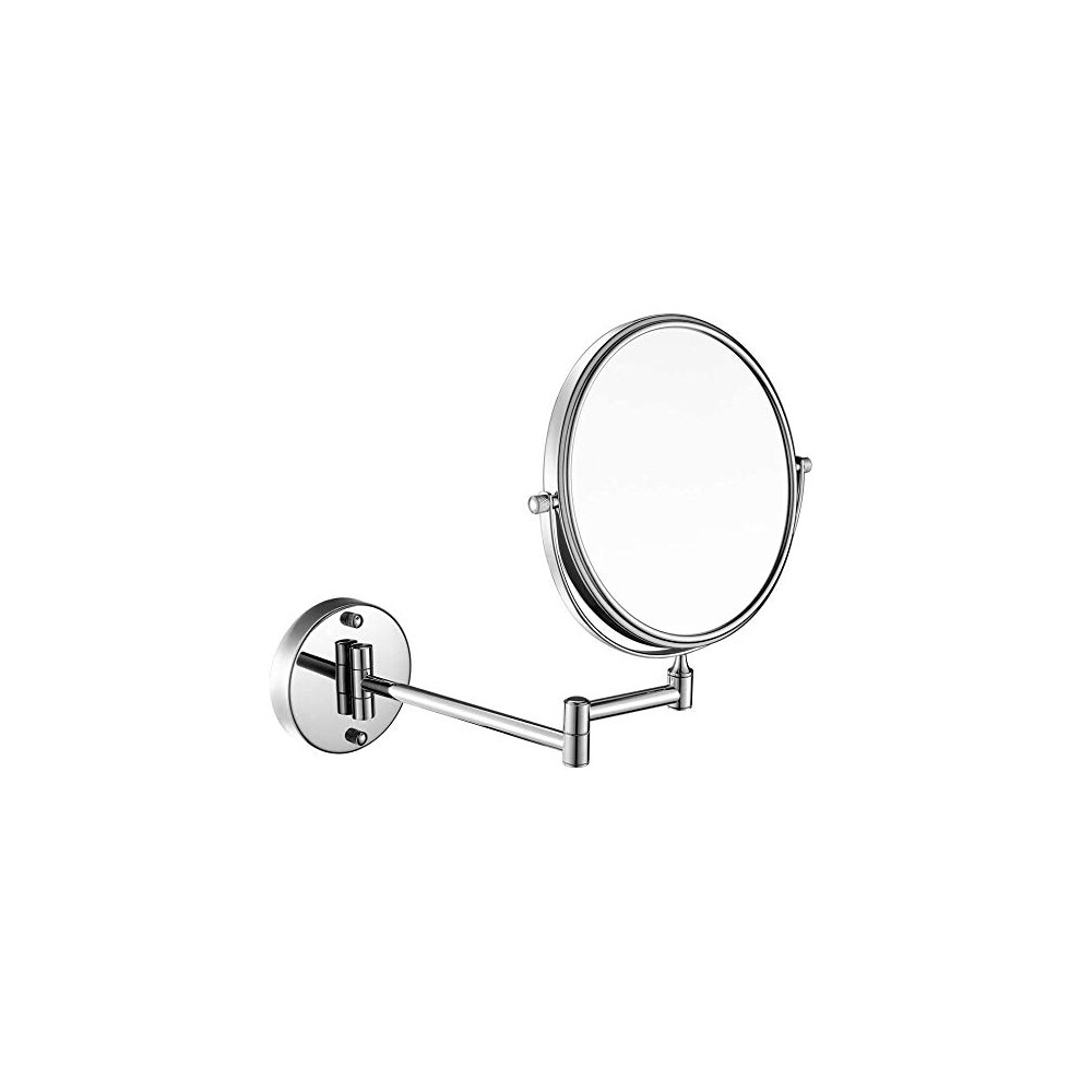 8inch bathroom mirror with lights, wallmounted, chrome, magnification, stable, doublesided, for cosmetics, shaving, makeup, extendable, swivel, 5X.