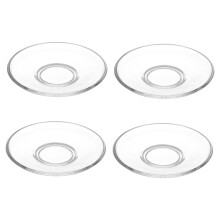 4pcs Elegant Clear Glass Tea Saucers Round Dessert Plates for Coffee Cups and Appetizers