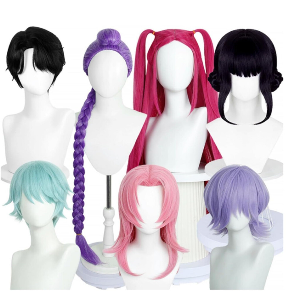 Unisex Purple Demon Hunters Wig Cosplay Wig For Women And Girls, Long Braided Anime Wig, Synthetic Fiber,