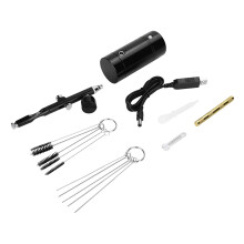 Nybegynnervennlig airbrush-sett med kompressor, utskiftbare dyser, høytrykksluftbørste for neglekunst, kakedekor, bærbar, dobbel virkning, USB