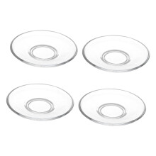 4pcs Retro Glass Tea Saucers Set Round Patterned Dessert Plates Easy Clean MultiPurpose Use