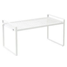 Countertop Organizer for Kitchen Cabinet, Stackable Design Shelf Risers Heavy Duty Metal Frame Rust Resistant Non Slip Coated Steel Storage Rack for P