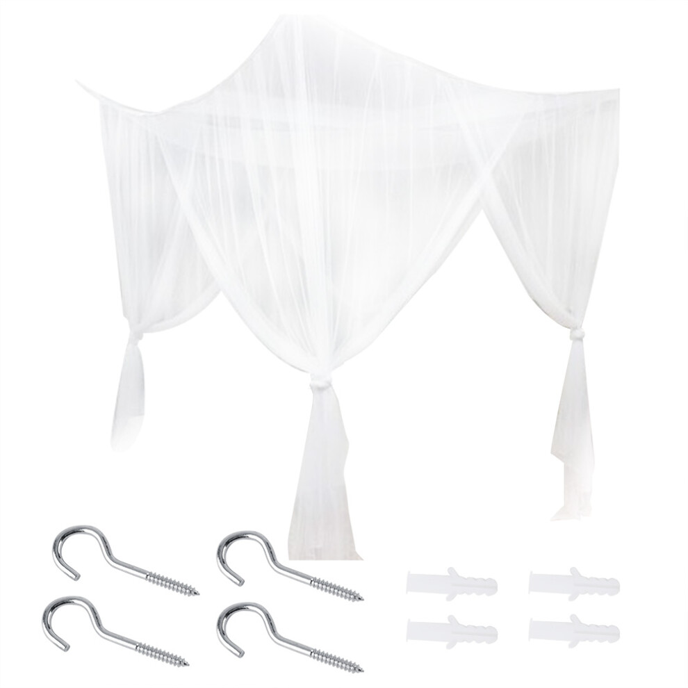 Premium Polyester Mesh Fabric Mosquito Net for Full Queen King Size, Fashion Design Widely Used Bed Canopy with Four Corner Post, Premium Polyester Me