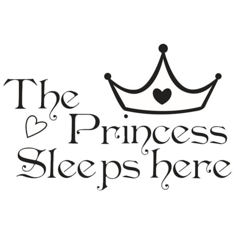Cute Princess Sleep Here Wall Sticker Crown Star Art Vinyl Decal Waterproof Eco Friendly Non Toxic Removable Sticker For Door Wall Furniture Tile