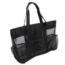 Stor net-strandtaske til svømning, bekymringsfri opbevaring, ekstra stor tote med holdbar polyester- og netkonstruktion, sandtæt og vandtæt