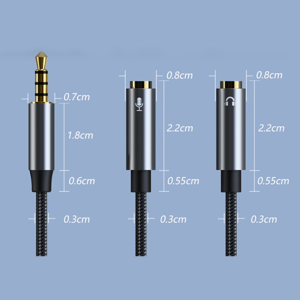 Audio Splitter Cable, Microphone Headset Adapter, 3.5Mm Trrs Y Splitter For Dual Headphones With Separate Audio And Mic Jacks, 4-Pole Male To 9128293439367