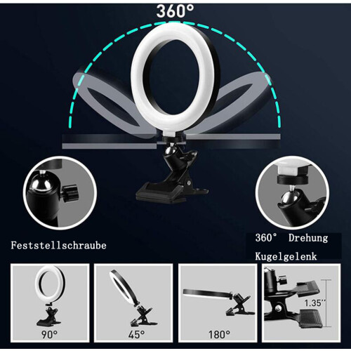 Dimmable Led Ring Light, Circle Design Multi Utilisation For A Seamless Lighting Experience, Variable Color Temperature To Enhance Your Presence, 2