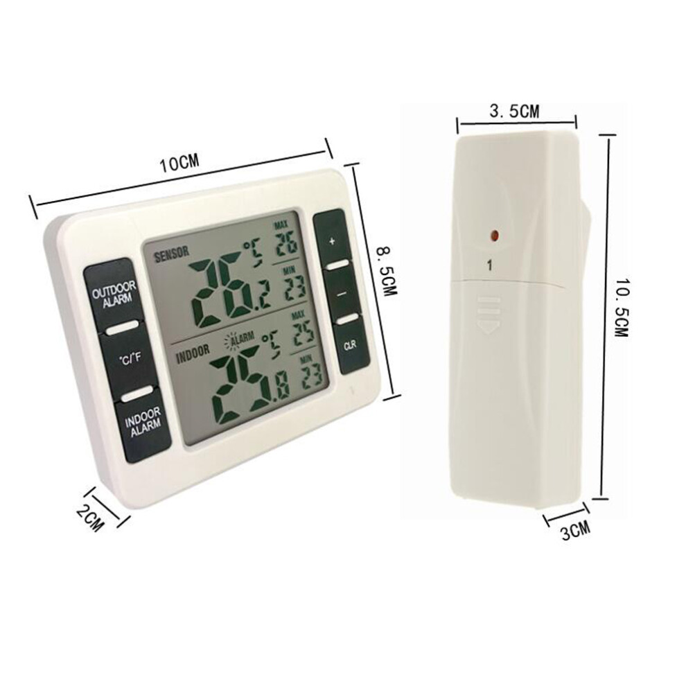Wireless Refrigerator Thermometer, Digital Freezer Thermometer with Audible Alarm, Temperature Trend Indicator, Min/Max Temperature Display for Home,