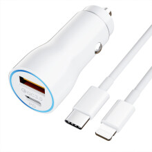 Szybka ładowarka samochodowa ze stabilną synchronizacją danych, adapter USB C o mocy 38 W z dwoma portami do urządzeń Apple z systemem